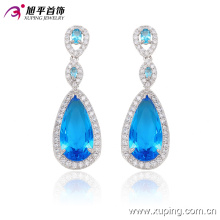 29910 Mode élégant Coeur CZ Diamant Rhodium-Plated Imitation Bijoux Boucle d&#39;oreille Drop